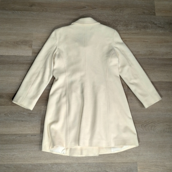 Vintage Anne Klein AK Cream Wool Coat Medium Double Breasted Quite Luxury Y2K - Picture 5 of 9